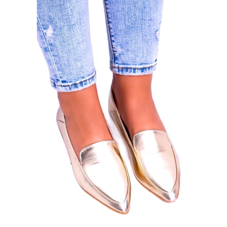 Mocassim feminino Golden Mirror Lu Boo Mireldo dourado 2