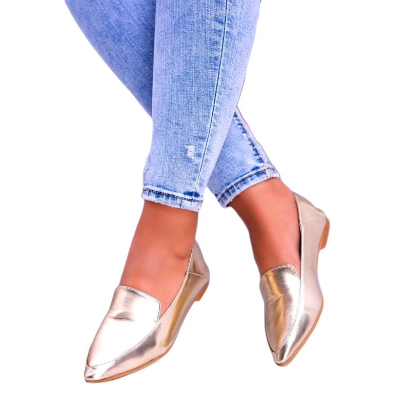 Mocassim feminino Golden Mirror Lu Boo Mireldo dourado 1