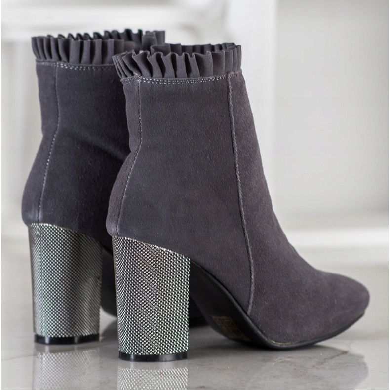 Goodin Botas de camurça com folho cinza 2 Goodin Botas de camurça com folho cinza 2