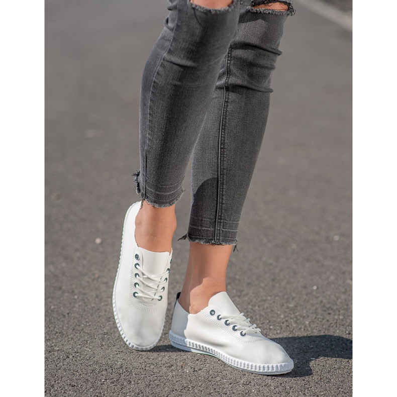 SHELOVET Tênis leves com couro ecológico branco 1