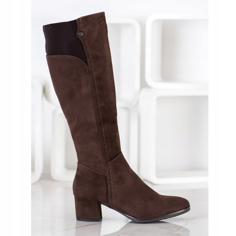 Goodin Botas marrons em poste baixo marrom 2