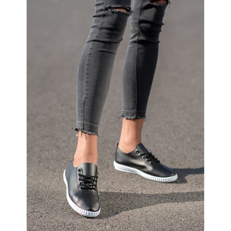 SHELOVET Tênis Pretos Com Couro Eco 1