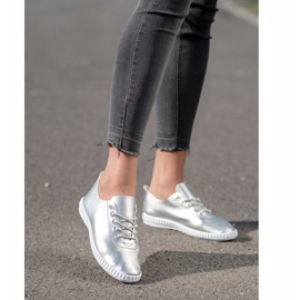 SHELOVET Tênis prateado com couro ecológico prata 1