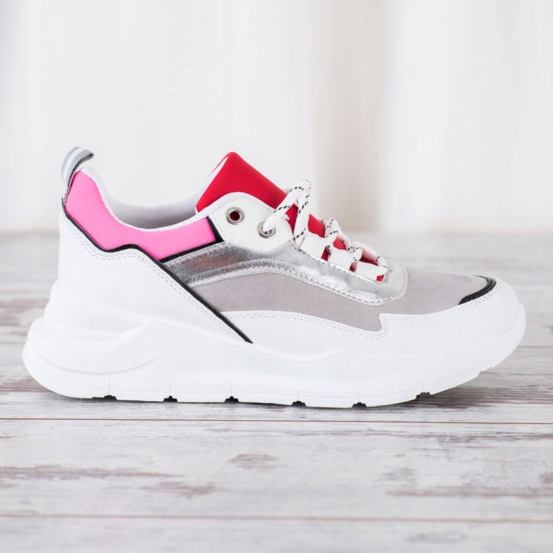 SHELOVET Tênis elegantes atados branco multicolorido 2