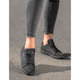 SHELOVET Tênis de camurça preta preto 2