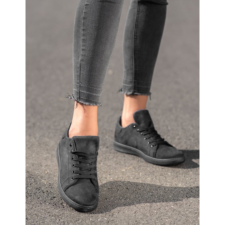 SHELOVET Tênis de camurça preta preto 2