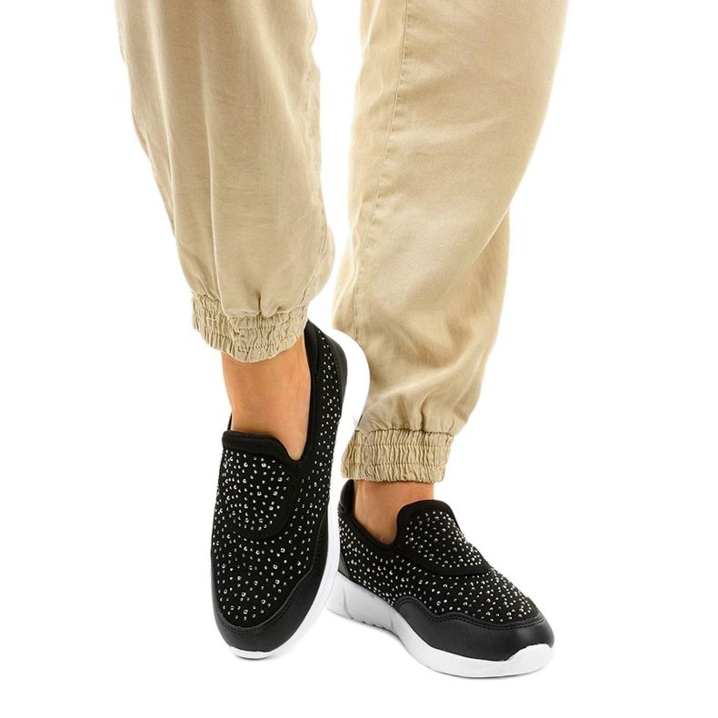 Sapatos esportivos de encaixe preto e branco B84-1 1