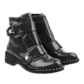 Botas femininas de couro cinza com tachas Morris 2