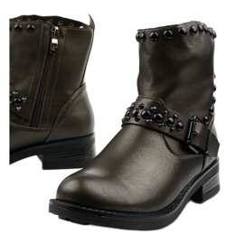 Botas marrons femininas com litas matinais marrom 1