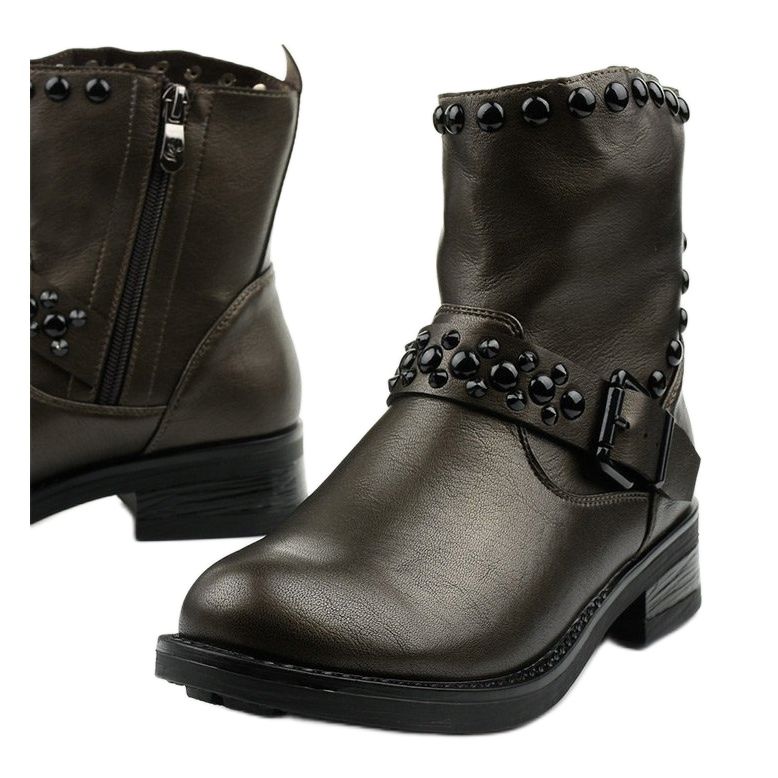Botas marrons femininas com litas matinais castanho 1