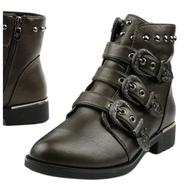 Botas marrons femininas com letras Aotoria marrom 1