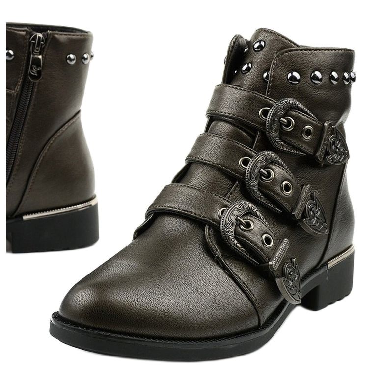 Botas marrons femininas com letras Aotoria castanho 1