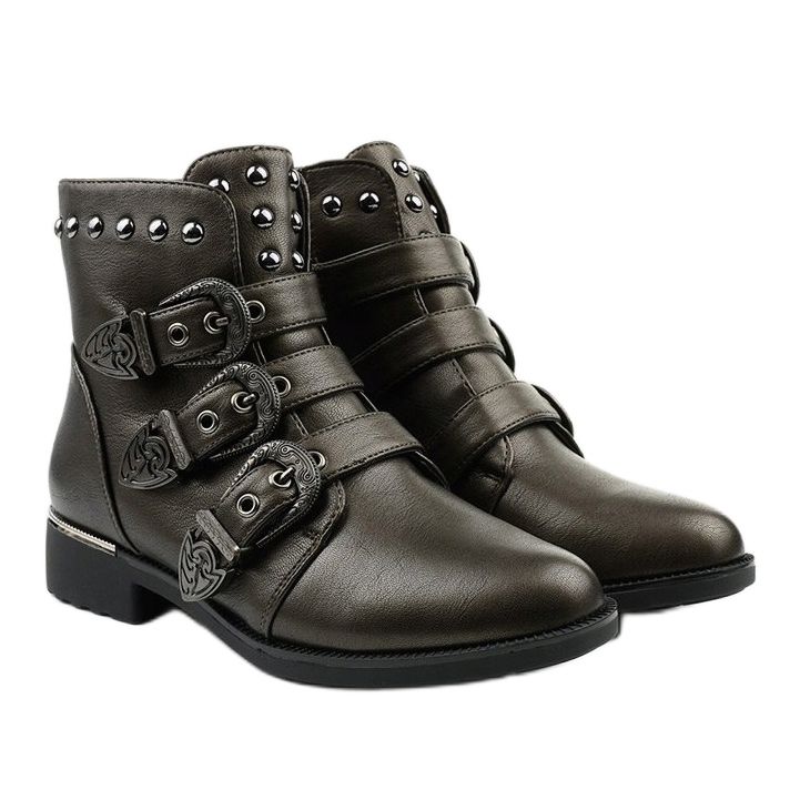 Botas marrons femininas com letras Aotoria castanho 2