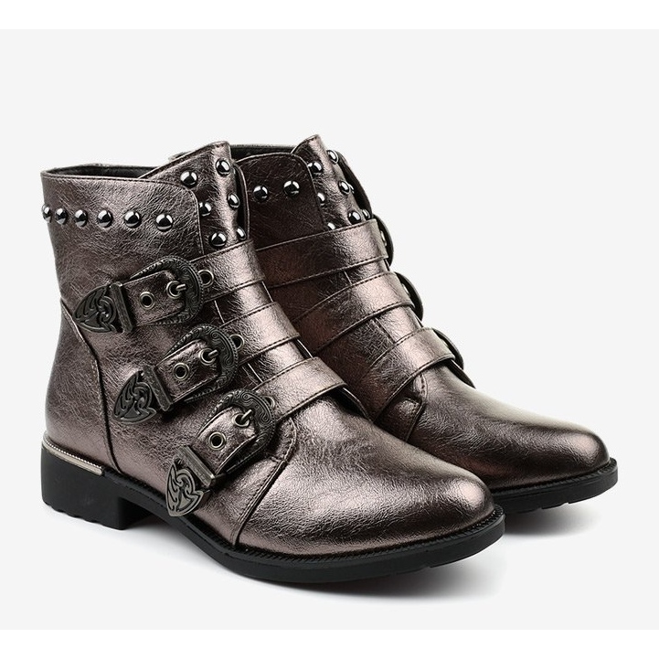 Botas femininas cinza com litas Aotoria 2 Botas femininas cinza com litas Aotoria 2