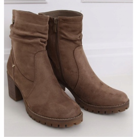 Botas de salto alto bege escuro QQ-02 Khaki cáqui 1