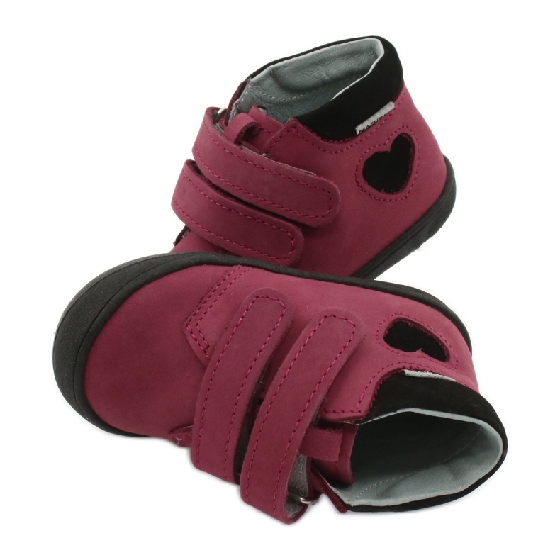 Sapatos de velcro coração Mazurek 1341 clarete / preto vermelho 4