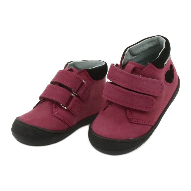 Sapatos de velcro coração Mazurek 1341 clarete / preto vermelho 2