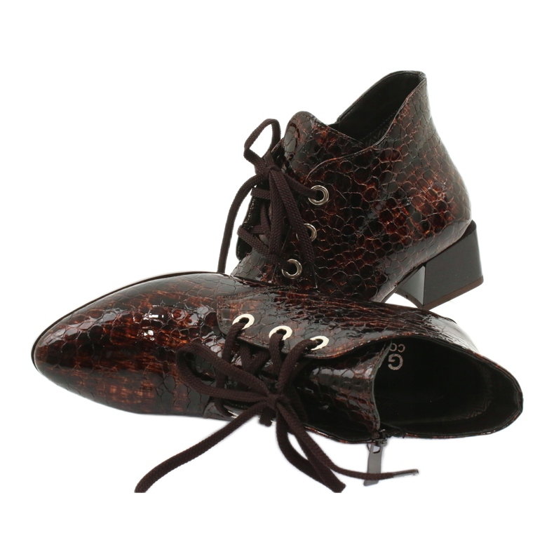 Gamis Botas de pele de cobra lacadas 4055 marrom 4