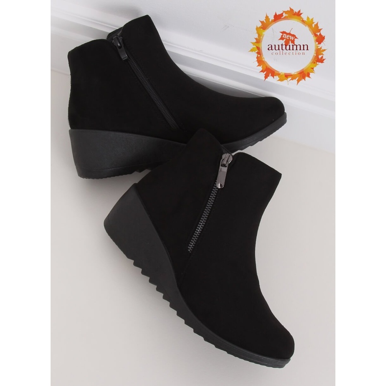 Botas pretas pretas com cunha E3267 pretas preto 1