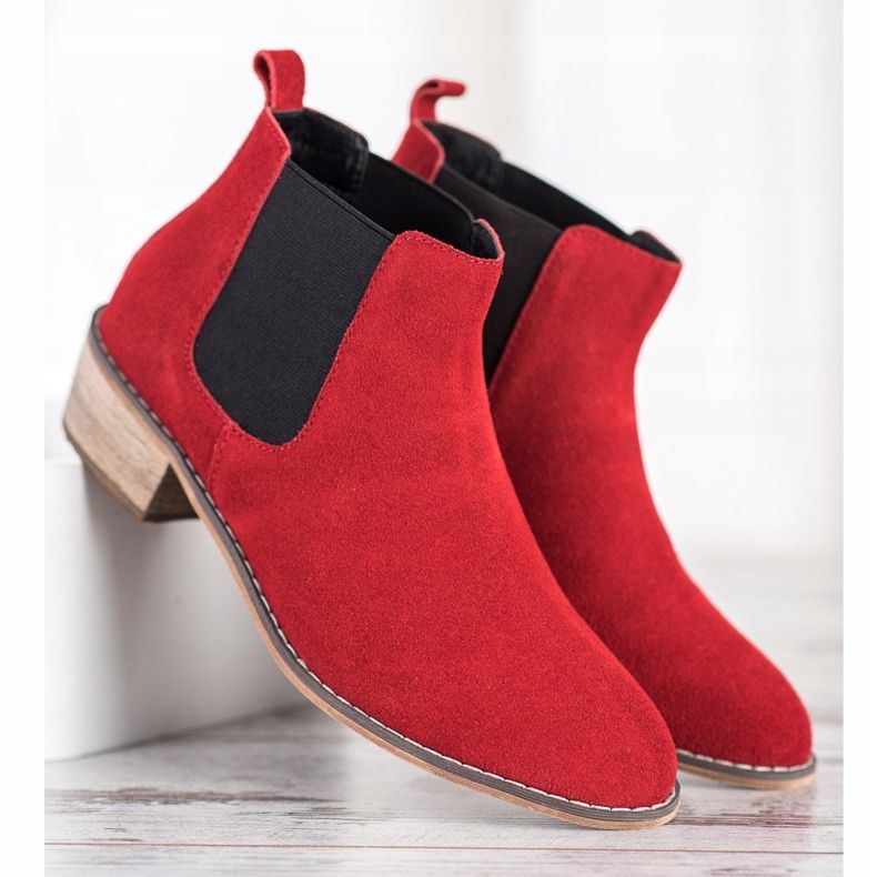 Goodin Botas de couro Chelsea vermelho 1