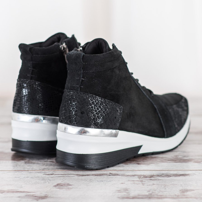 Filippo Botas de couro amarradas preto 1