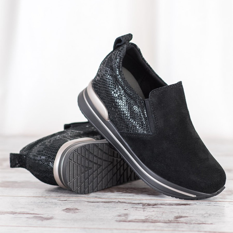 Filippo Sapatos de couro slip-on preto 1