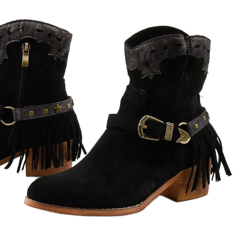 Botins de camurça preta com estrela da geração preto 1 Botins de camurça preta com estrela da geração preto 1