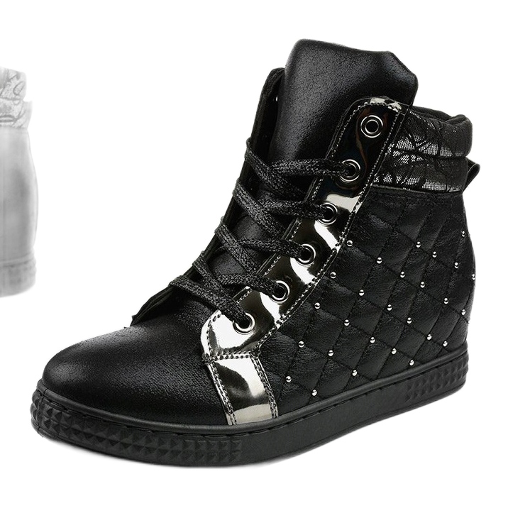 Tênis preto na cunha R468-2 1