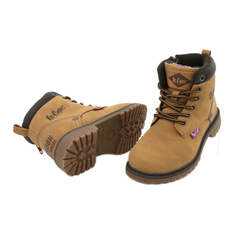 Lee Cooper KID CAMEL Trappers amarrados com zíper amarelo 3