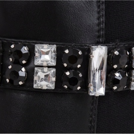 Botas decoradas com pedras pretas CH19176 Preto 1