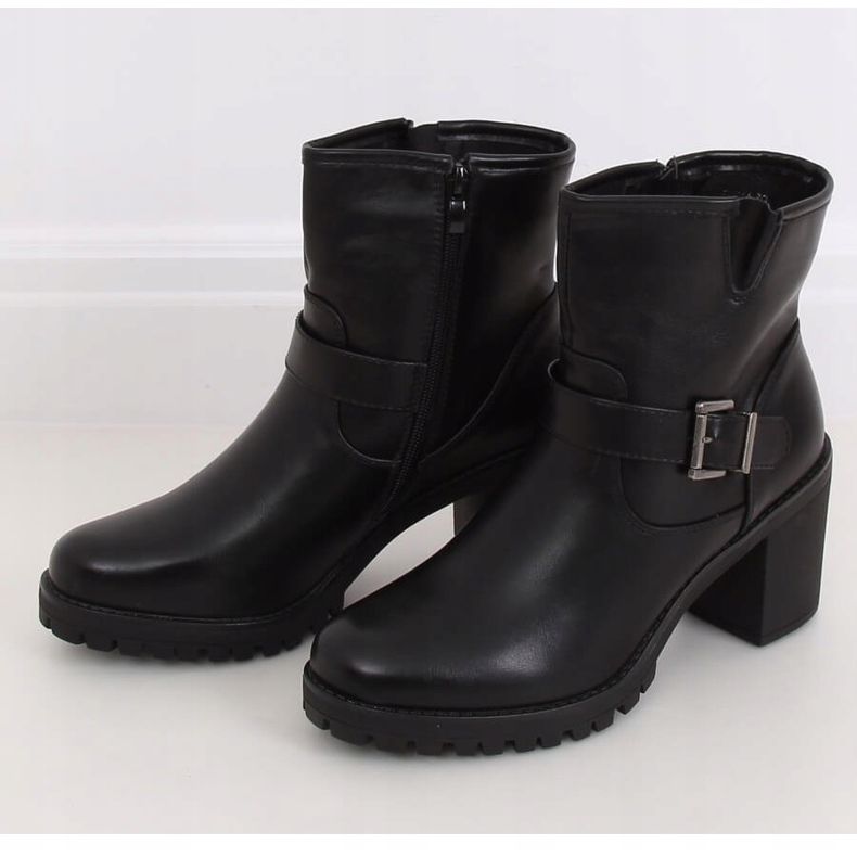 Botas pretas com salto largo E9314 Preto 1 Botas pretas com salto largo E9314 Preto 1