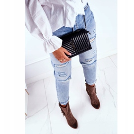 Exquisite Botas femininas cappuccino de couro Quintana de salto alto castanho 2