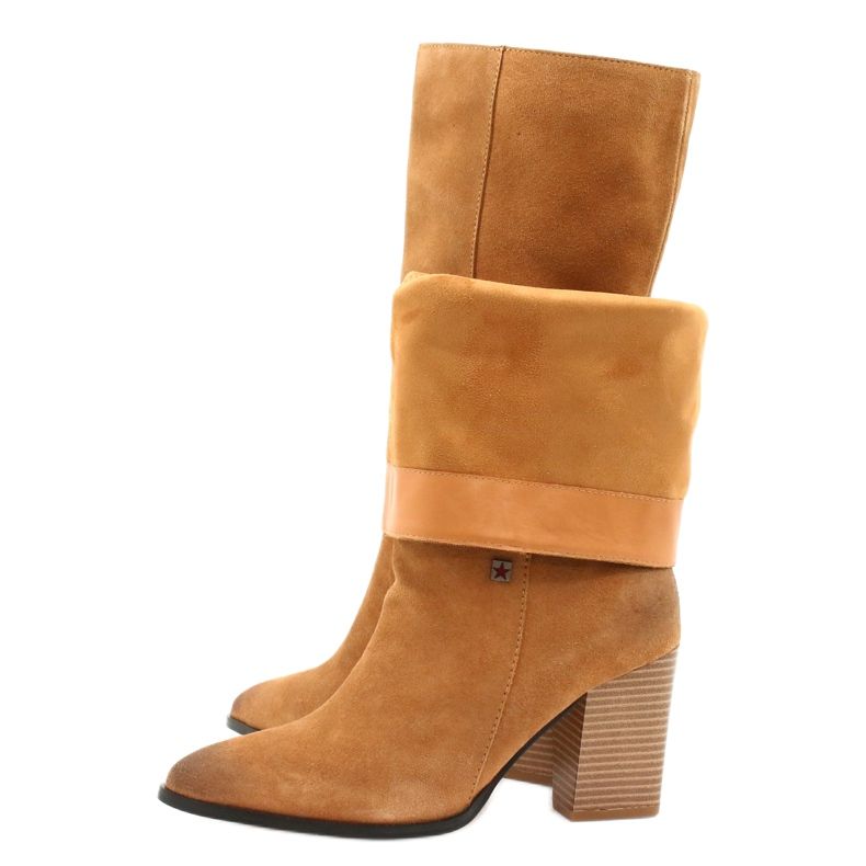 Botas de camurça Cowboy Big Star GG274345 Camelo castanho amarelo 4