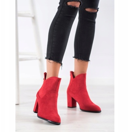 SHELOVET Botas de camurça de salto alto vermelho 1