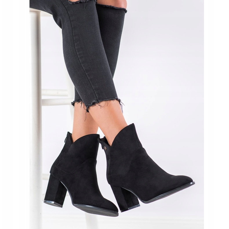 SHELOVET Botas de camurça de salto alto preto 1