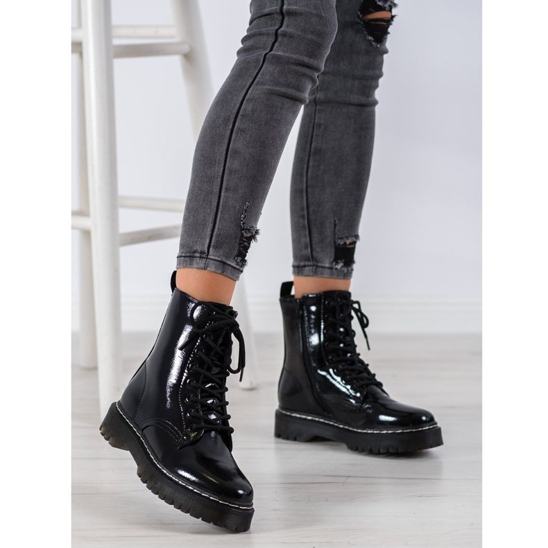SHELOVET Botas lacadas preto 1