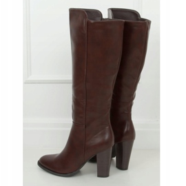 Botas de salto alto marrom UK03P Brown 1