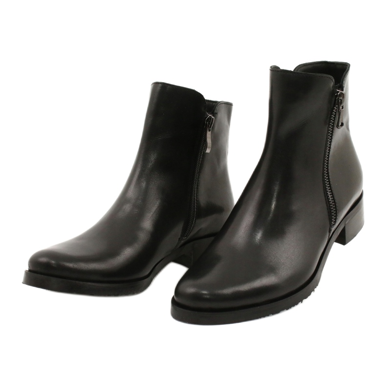 Arka Botas pretas de couro feminino para um zíper 2881 preto 2