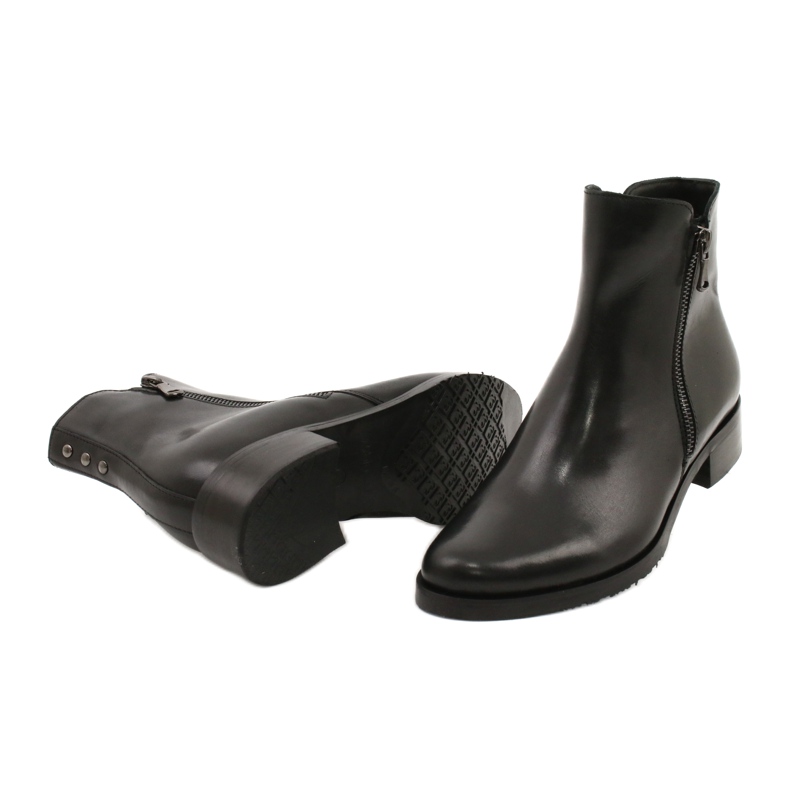 Arka Botas pretas de couro feminino para um zíper 2881 preto 3