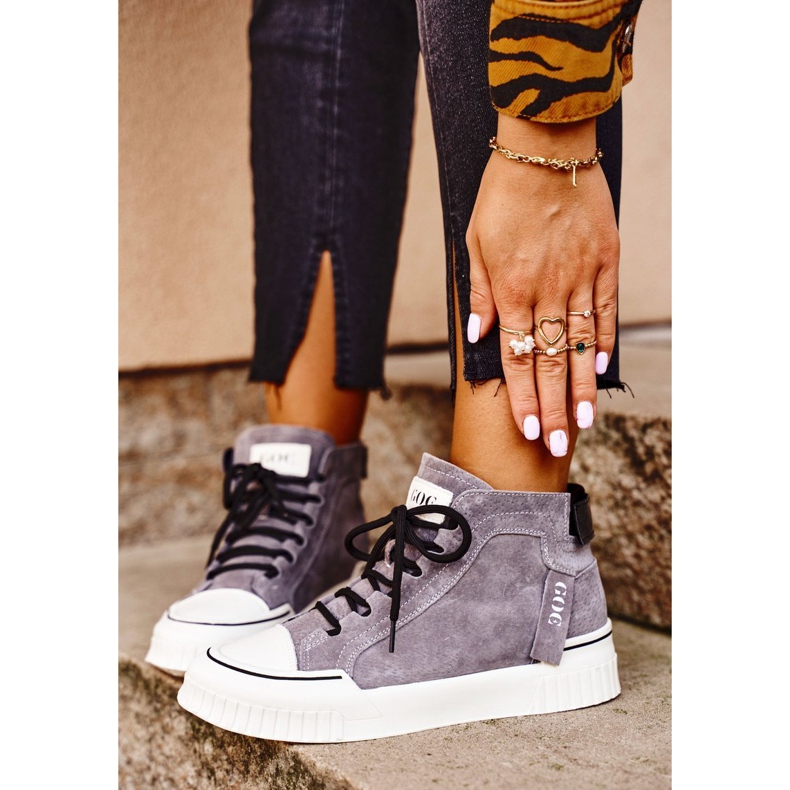 Calçados esportivos femininos em couro GOE cinza GG2N3079 castanho 1