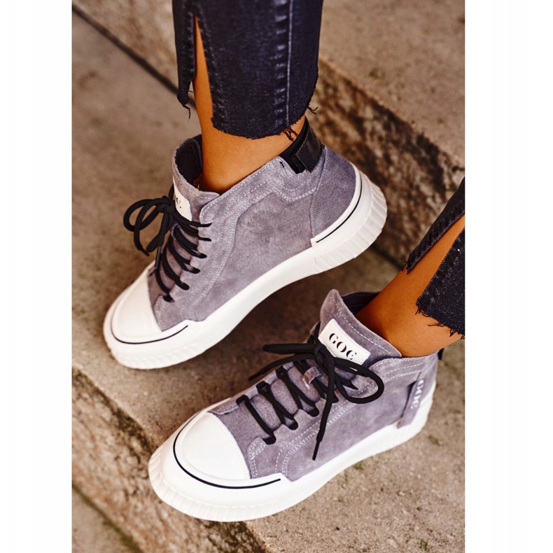 Calçados esportivos femininos em couro GOE cinza GG2N3079 castanho 2