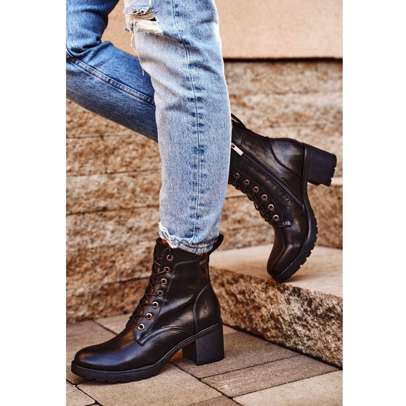 Vinceza Botas femininas de salto alto de fibra preta preto 1