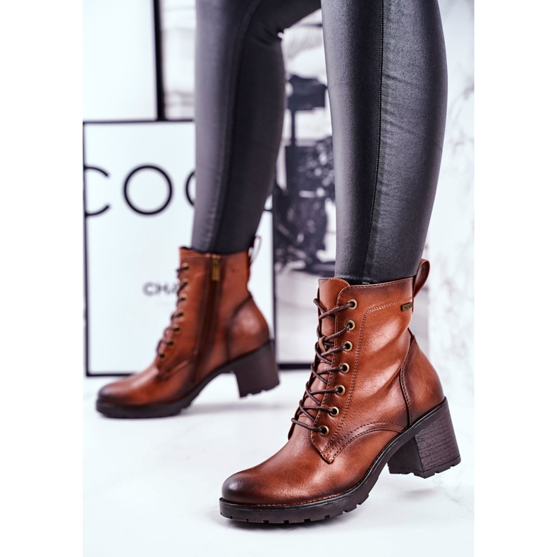 Vinceza Botas femininas em fibra marrom de salto alto castanho 2