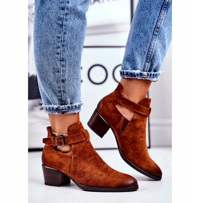 Vinceza Botas femininas de salto alto com recortes Camel Sicília marrom 2