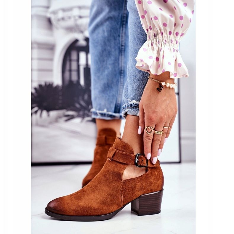 Vinceza Botas femininas de salto alto com recortes Camel Sicília castanho 1