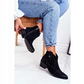 Botas femininas com salto de couro Big Star preto GG274329 2