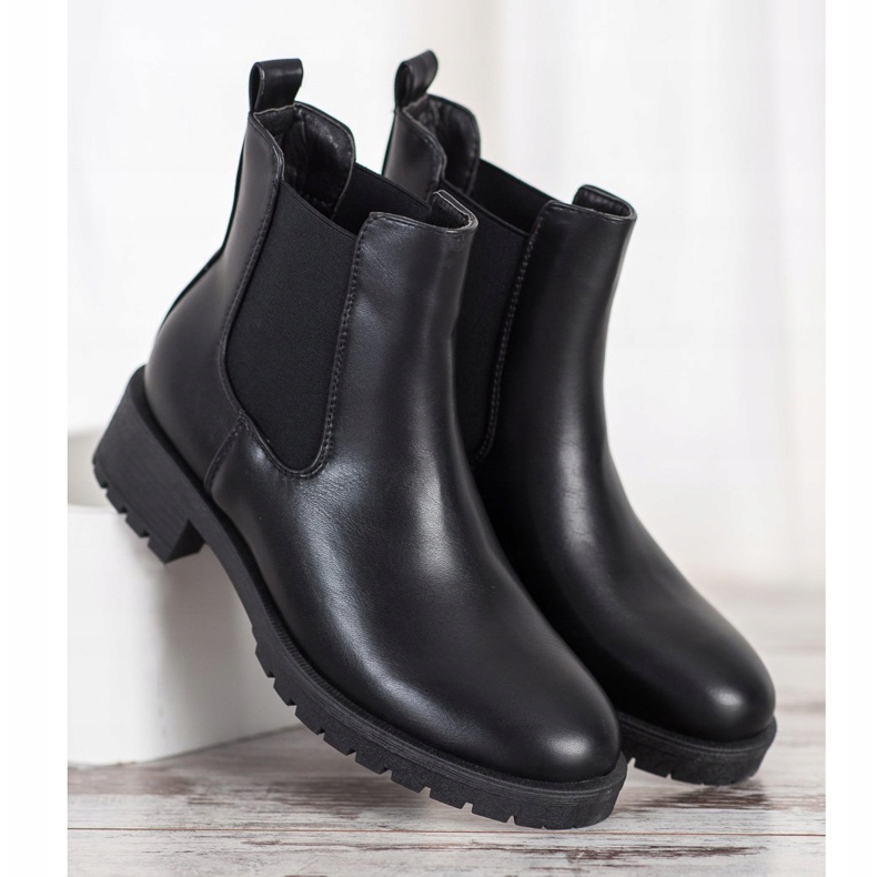Bella Paris Botas de couro ecológico Chelsea preto 2