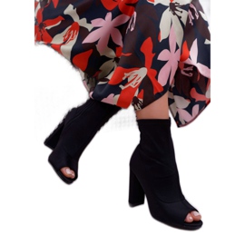 SEA Botas femininas com salto alto de lycra aberto na ponta preta primeiro preto 2