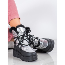 Bella Paris Botas de neve da moda prata cinza 1