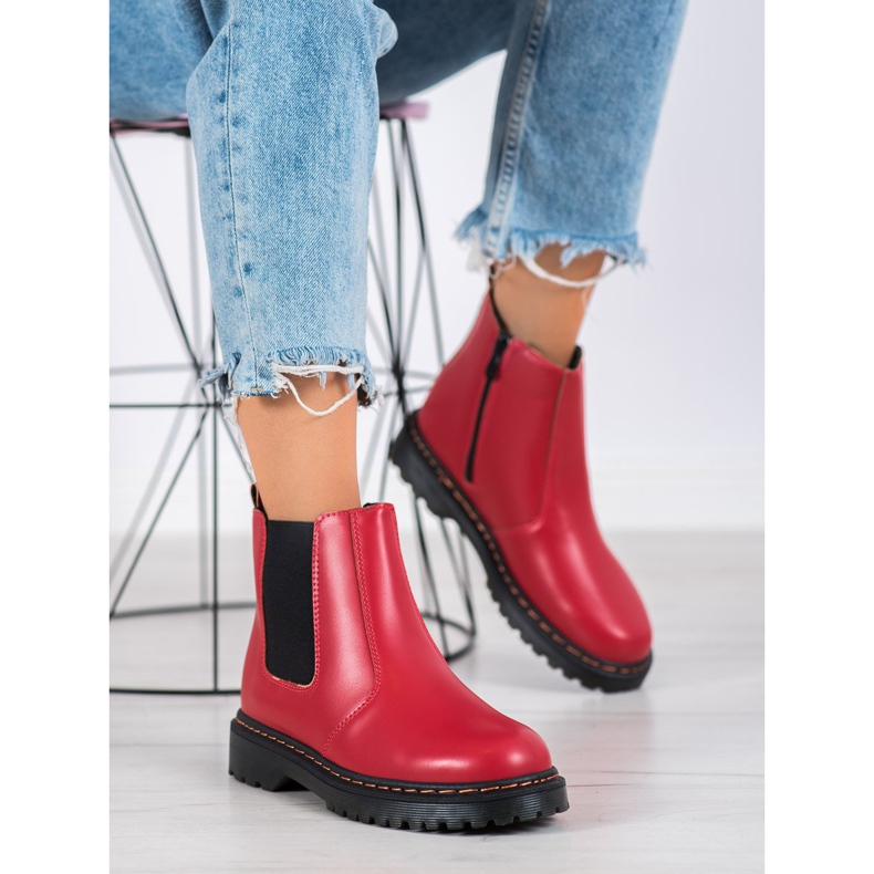 SHELOVET Chelsea Boots na plataforma vermelho 2